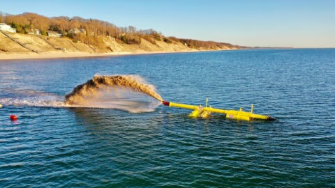 Annual U.S. Army Corps of Engineers, Detroit District maintenance dredging operations are scheduled to begin Friday, June 13, in the federal channel at outer Grand Haven Harbor, Michigan. The maintenance dredging will use a hydraulic dredging to place sediment in the nearshore area almost a mile south of the Grand Haven south pier to renourish eroded areas.