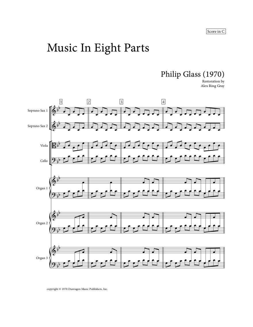 Alex Gray's transcription into standard notation. Courtesy of Dunvagen Music Publishers.