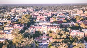 arial photo looking down street toward FSU