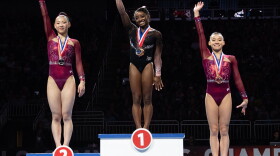Kara Eaker won silver in balance beam at the 2019 U.S. National Gymnastics Championships in Kansas City. Simone Biles won gold while Leanne Wong took bronze.