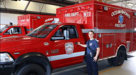 Ocean Shores firefighter/EMT Kara McDermott spends more time than usual behind to wheel of these ambulances as overwhelmed hospitals routinely divert incoming transports.