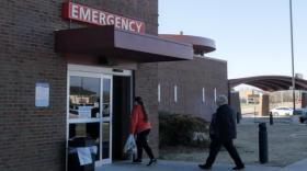 Visitors enter an emergency room at a rural Oklahoma hospital.