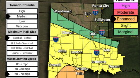 Southeastern and central Oklahoma will see a chance for strong winds, large hail and a possibility of tornadoes Sunday afternoon and evening.