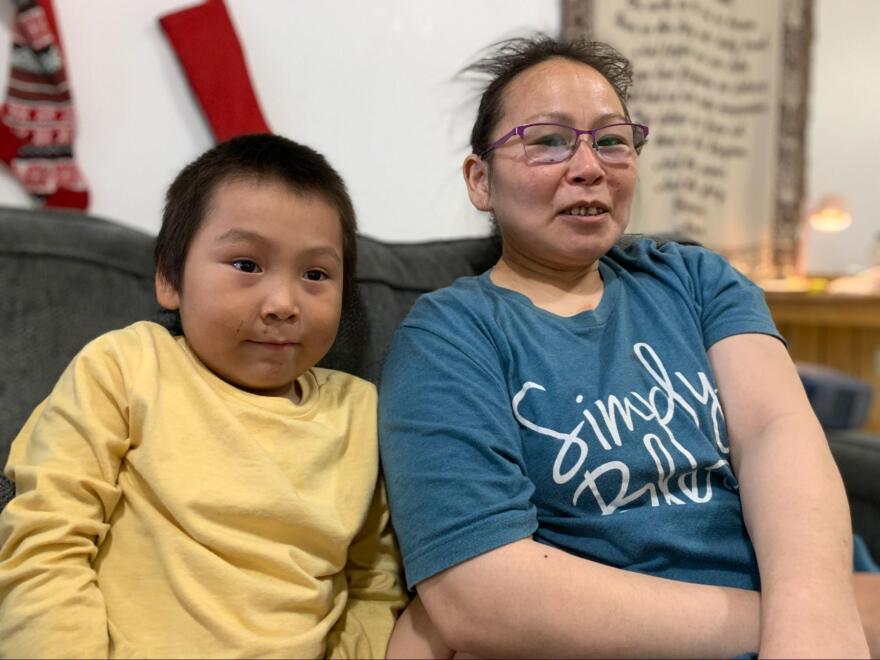 Loretta Smith and her son, Jackson, were living in low-income housing on a temporary emergency basis after their home was destroyed in 2022 by the remnants of Typhoon Merbok.