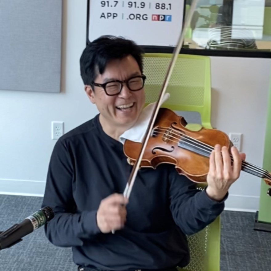 Internationally acclaimed violinist David H. Park in studio at KPCW
