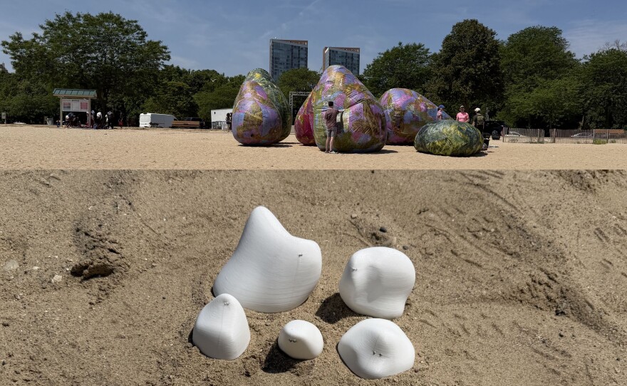 (Bottom image) 3D print models of the Archaea prototype were created first, then built to scale with the fabric to inflate up to eight feet (top image).