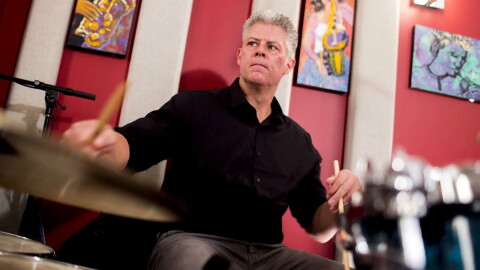 Drummer Barrett Martin in the KNKX studios.
