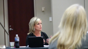 Jennifer McCormick leads the State Board of Education meeting May 10.