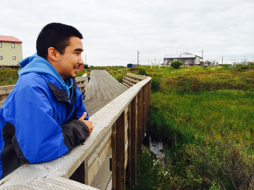 Cody McIntyre in his hometown of Tuntutuliak. (Photo by Daysha Eaton/KYUK)
