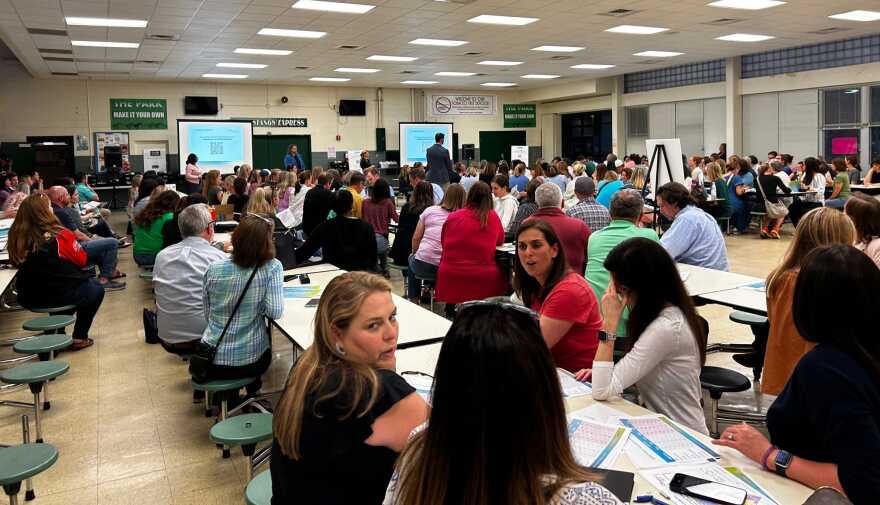 Hundreds of parents turned out for a meeting Monday night at Myers Park High to see the latest proposed school boundary maps and ask questions of Charlotte-Mecklenburg Schools officials.