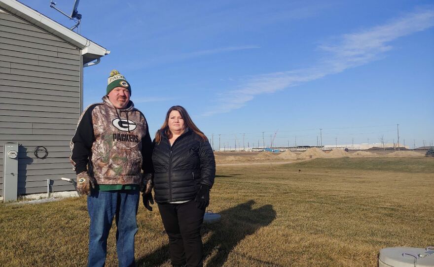 Jim and Kim Mahoney can see Foxconn construction from their home in Mount Pleasant, Wis. State and local officials offered nearly $4 billion in incentives to lure the company to Wisconsin. Kim says they haven't created the promised jobs.