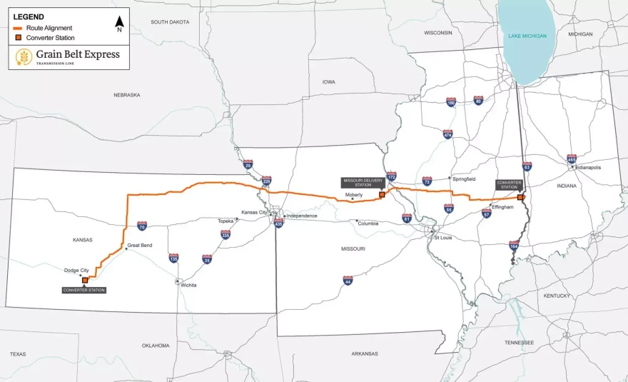 The Grain Belt Express is designed to take power generated by wind turbines in Kansas through Missouri and Illinois to connect with other transmission lines.