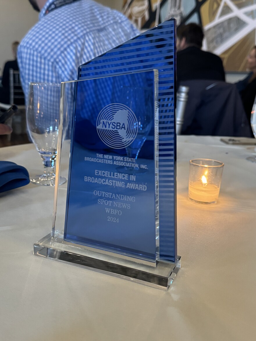WBFO receives the New York State Broadcasters Association Award for Outstanding Spot News.