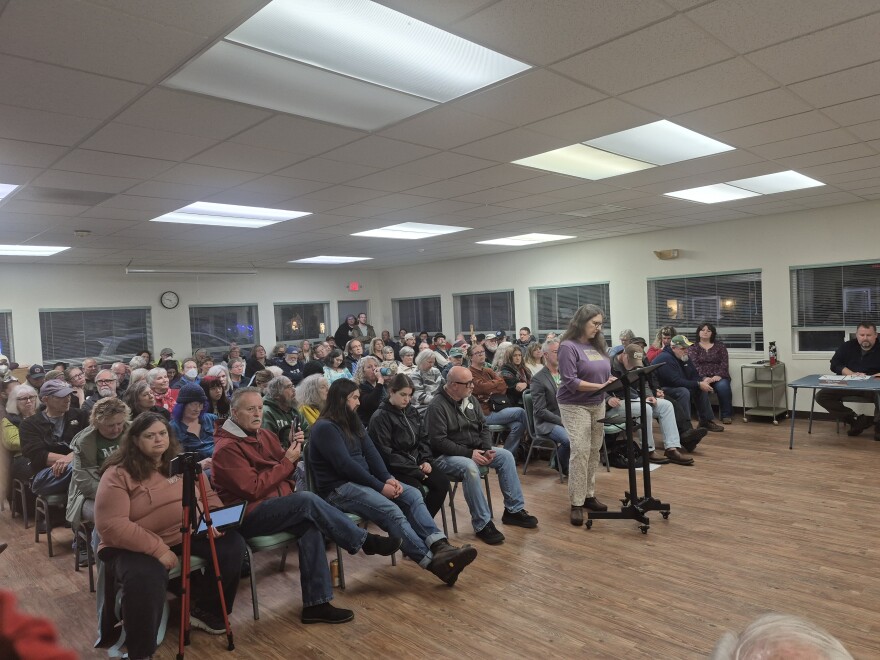 Roughly 100 people attended the Waldport City Council meeting on Dec. 10, 2025, to express their opposition any type of ICE facility in the city. The crowd spilled out into an adjacent hallway.