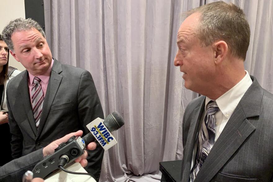 The Indiana House Republican caucus – led by Speaker Todd Huston (R-Fishers), left – seems to be a different page over tax cuts in 2022 than the Senate Republican caucus, led in part by Sen. Mark Messmer (R-Jasper), right.