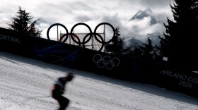 Canada's Cameron Alexander skis to the finish area during a men's super-G race at the 2026 Winter Olympics, Feb. 11, 2026, in Bormio, Italy.