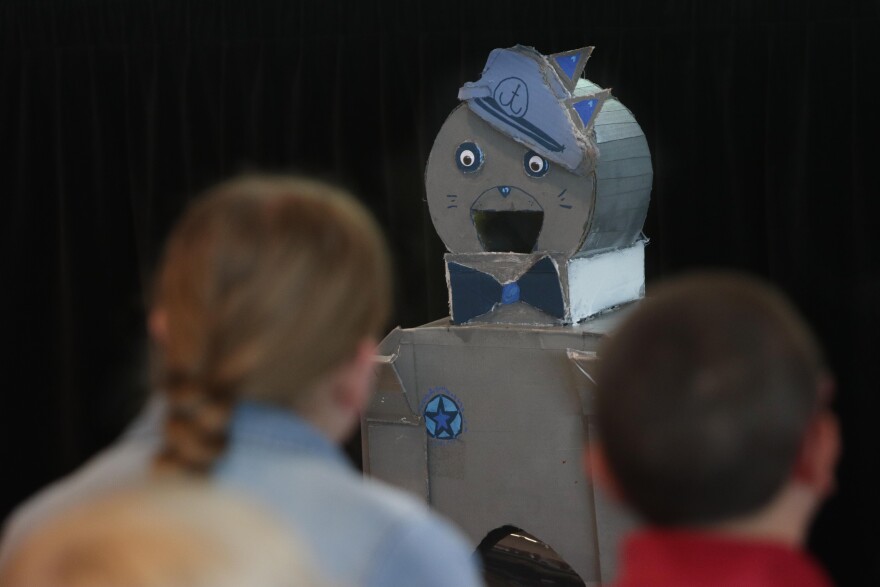 This is one idea proposed by Helfrich Stem Academy students — a Cap Cat that "eats" plastic bottle caps. Each team presented their ideas before Berry Global on Friday at the manufacturing company Franklin and First Street, Evansville location.