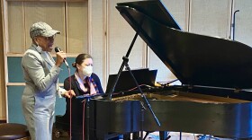 Dee Dee Bridgewater (L) and Carmen Staaf at Eagle Studios, December3, 2021