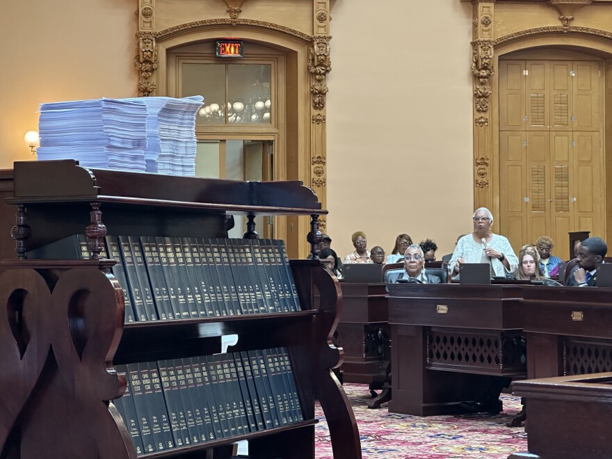 House Bill 96 sits, in full, in front of the Senate dais on June 11, 2025.