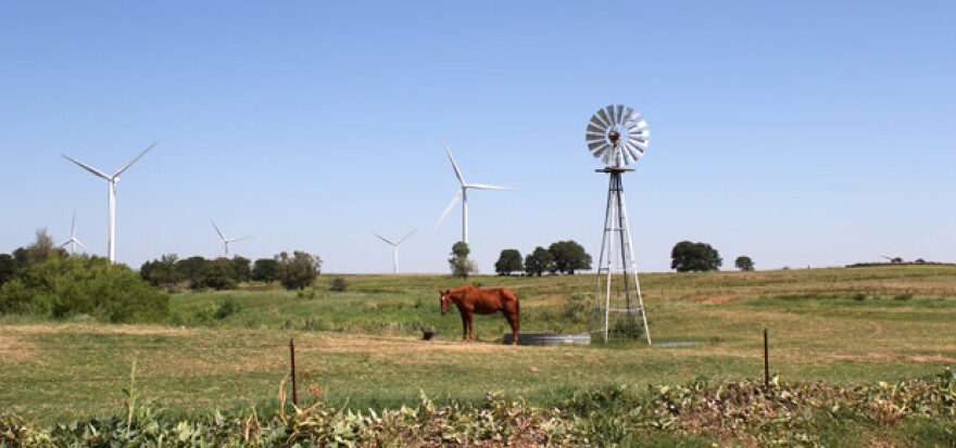 A wind turbine near Calumet, Okla.