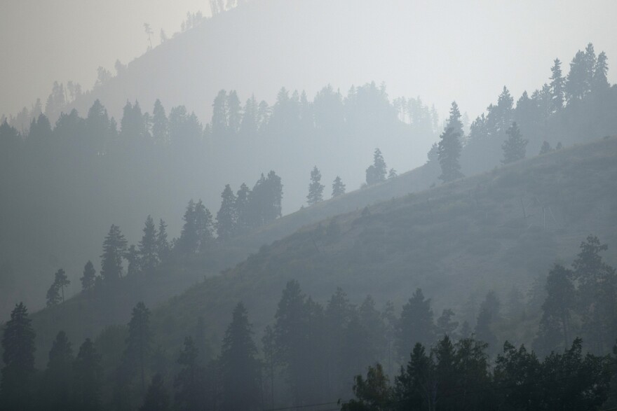 Heavy smoke from wildfires is shown on Wednesday, August 15, 2018, outside of Wenatchee.