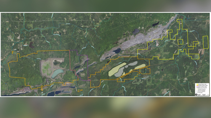 A map of NewRange's project area, including the mine and processing plant.
