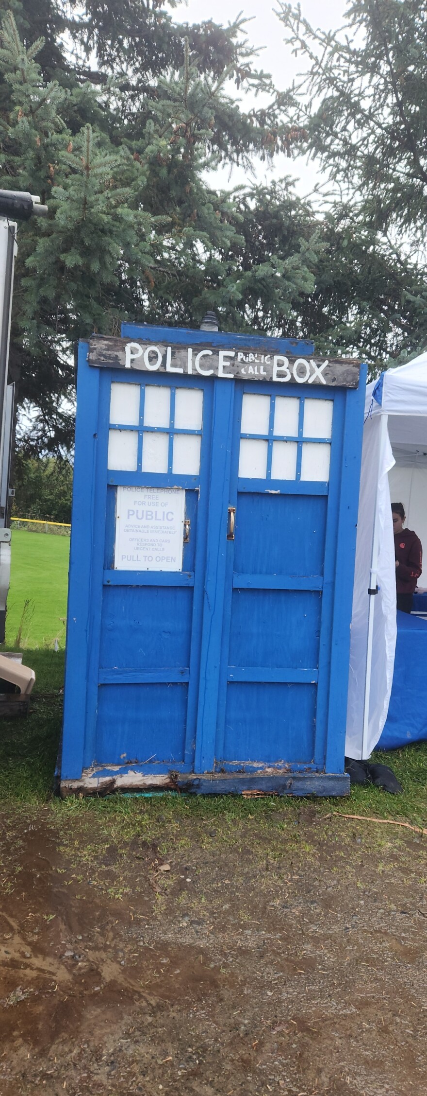 A replica of the "TARDIS" appears at Karen Hornaday Park during Homer's Renaissance Fair on Oct. 5, 2025.