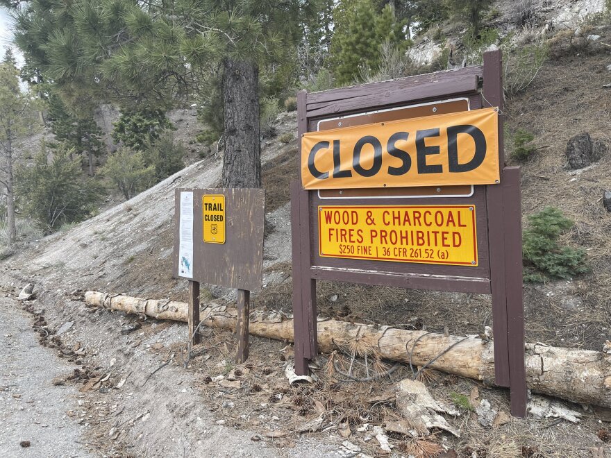 A closed trail is seen at Mount Charleston on May 14, 2024.