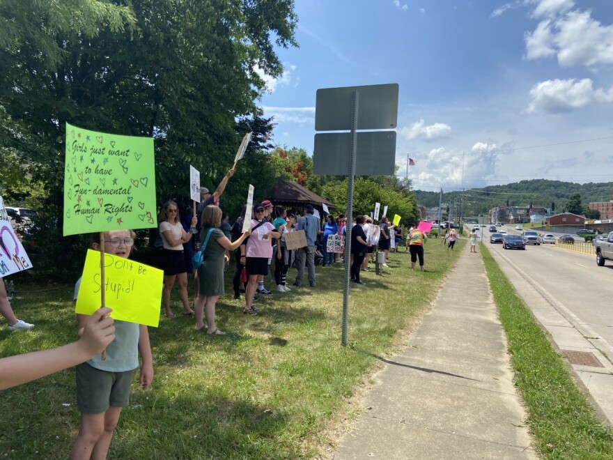 Protesters gathered in Morehead Sunday to rally against the Supreme Court Decision to overturn Roe V. Wade