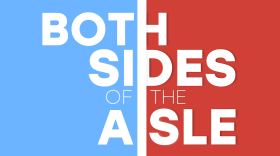The Both Sides of the Aisle logo is blue on one side and red on the other.