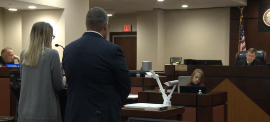 Denise Williams and her attorney face Judge James Hakinson as he explains her decision not to let the jury consider reduced charges. 12/13/2018