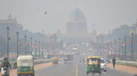 Heavy air pollution is pictured around Rashtrapati Bhavan and government buildings in New Delhi on October 15, 2019. (Sajjad Hussain/AFP via Getty Images)