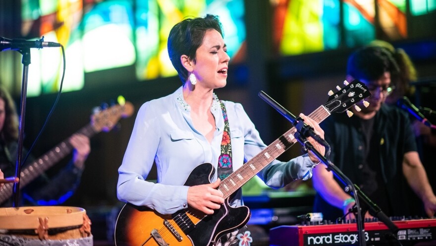 Gina Chavez performs at the Tiny Desk Family Hour at Central Presbyterian Church in Austin, TX during the 2019 SXSW music festival.