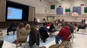 Community members attend a Future Schools Project meeting at Midway Elementary School Tuesday.