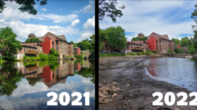 The same stretch of the Charles River in Medway, Massachusetts, in 2021 and this year.
