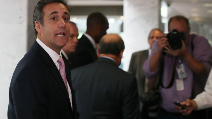 Michael Cohen, President Donald Trump's longtime personal lawyer, speaks to the media after finding out a closed-door meeting with Senate Intelligence Committee at which he was to appear was canceled, on September 19, 2017, in Washington, D.C.