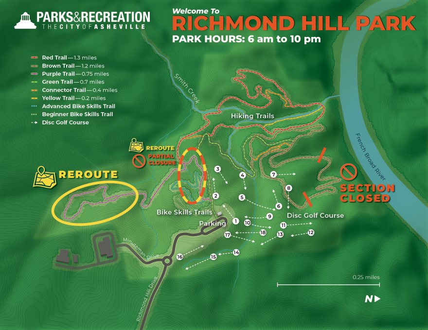An updated map of Richmond Hill Park.