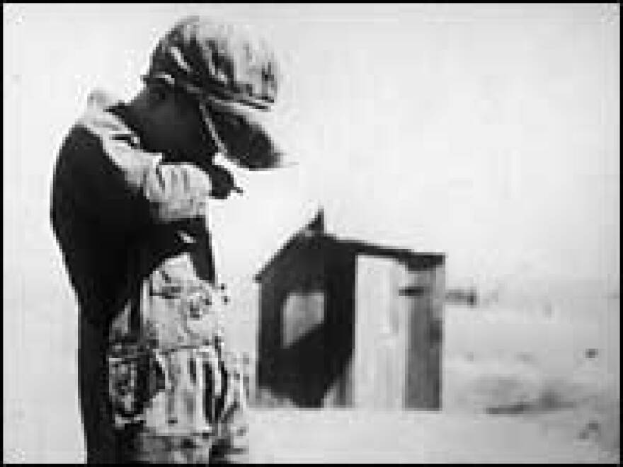 A young boy in the Dust Bowl region of the United States, circa 1935