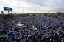 FILE - People protest at the Jean Paul Genie roundabout against the government of President Daniel Ortega, in Managua, Nicaragua, on May 15, 2018.