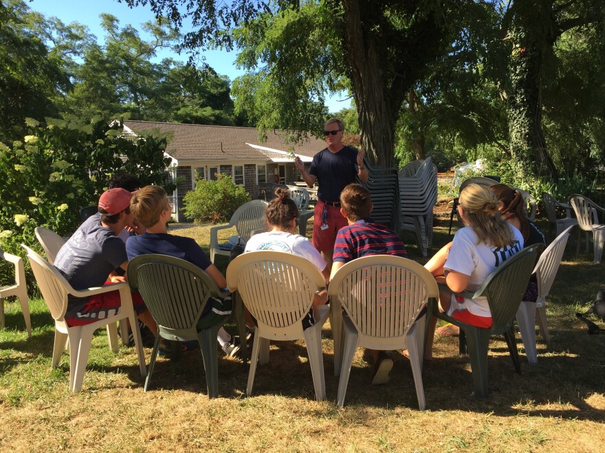 Cape Cod Sea Camps resident director Stephen Gray Wallace, who runs weekly sessions with the campers, has been helping counsel them through their withdrawal from the screens that dominate many of their lives.