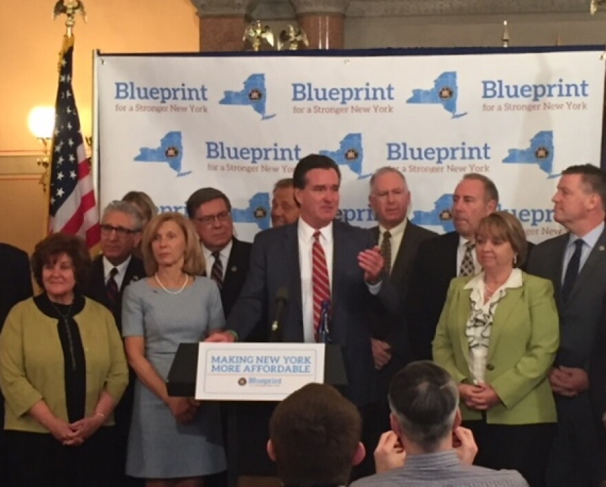 Senator Flanagan and his GOP members at a press conference in January