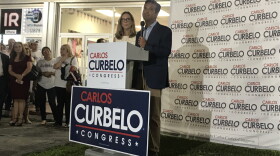Carlos Curbelo delivers a concession speech at his watch party in Kendall.