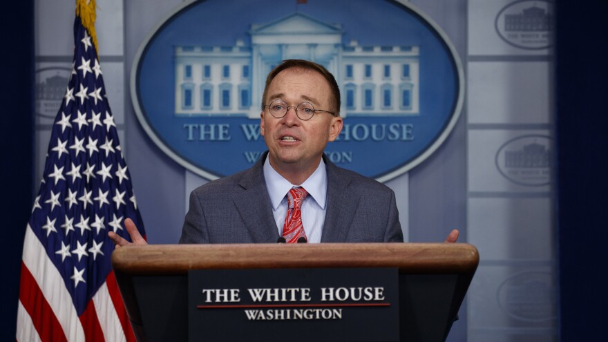 White House chief of staff Mick Mulvaney speaks to reporters in the White House press briefing room on Thursday. [Evan Vucci / AP]