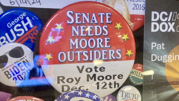 Campaign button from Roy Moore's 2017 race for the U.S. Senate