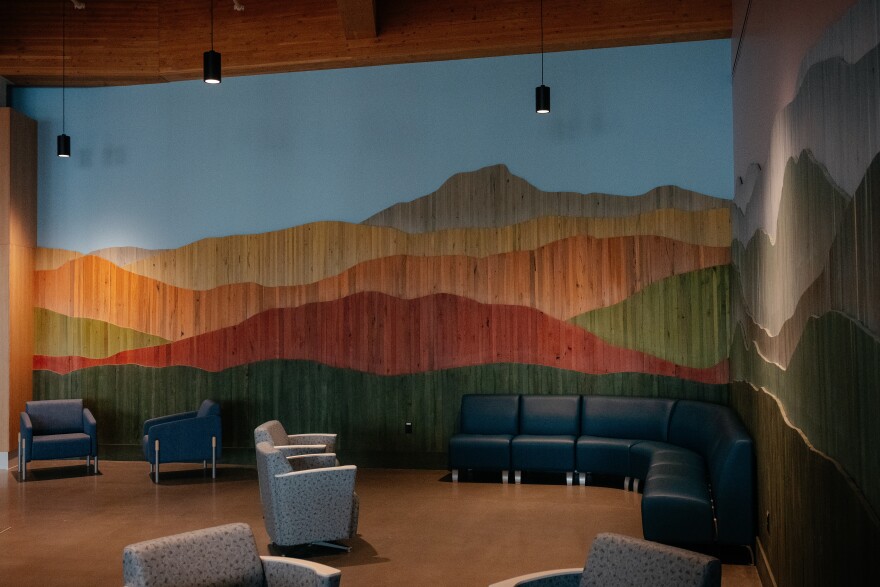 A seating area in the new terminal at Leahy Burlington International Airport on March 28, 2026.