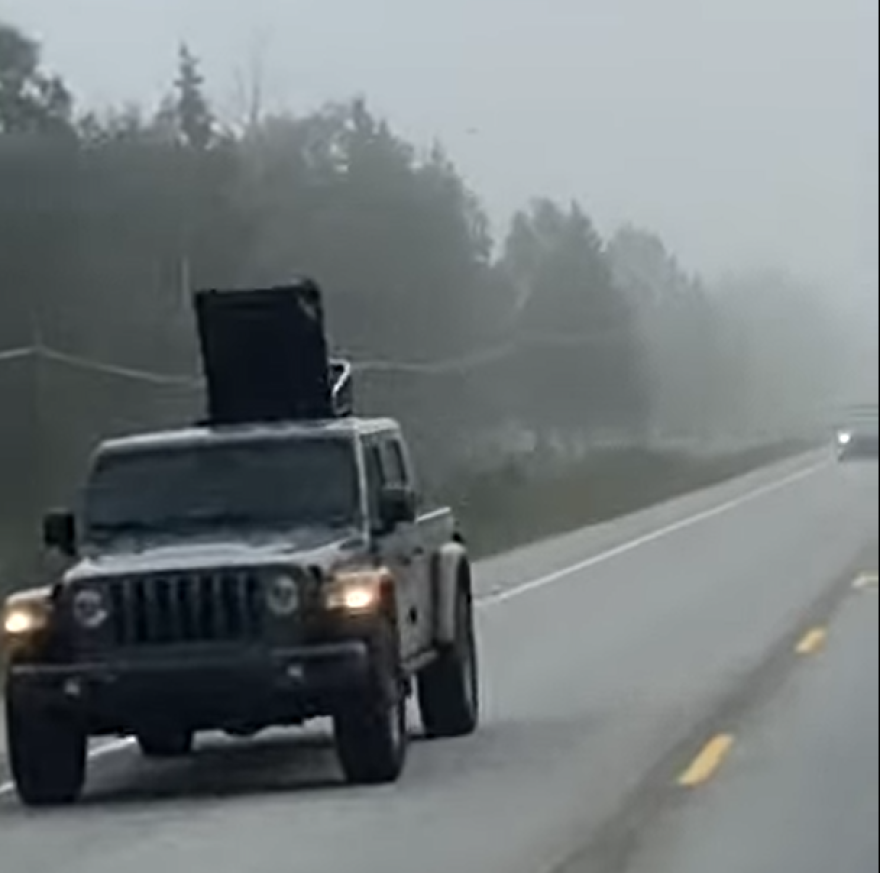 Saturday's winds kicked up clouds of dust from the Delta River that limited visibility in an area north of Delta Junction, including the Richardson Highway.