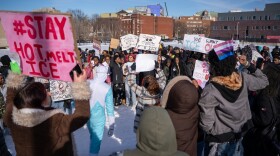 Students gathered outside two Cleveland high schools Thursday to protest federal immigration enforcement under the Trump administration.