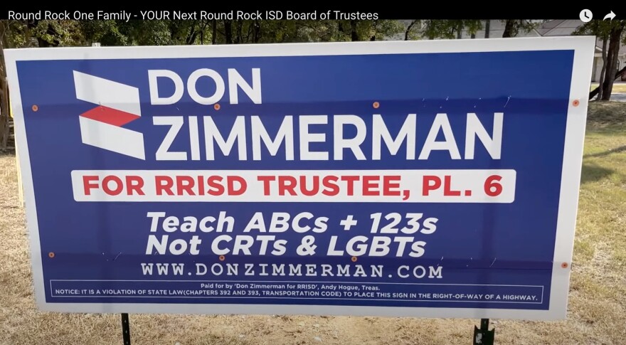 A campaign sign that reads "Teach ABCs + 123s, Not CRTs & LGBTs."