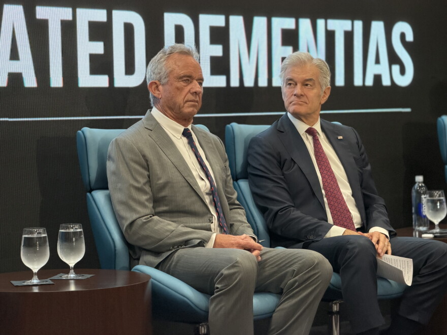 United States Secretary of Health and Human Services Robert F. Kennedy, Jr., left, and Mehmet Oz, right, administrator of the U.S. Centers for Medicare and Medicaid Service, at Broward Health Medical Center in Fort Lauderdale on Thursday Oct. 22, 2026.