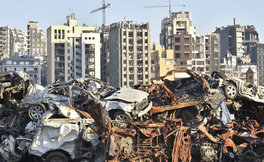 A view of the Beirut port almost one year after the 2020 explosion.